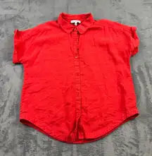 Anthropologie Michael Stars Womens Top Size Small Linen Button Up Boxy Boho