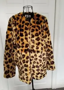 Band Of Gypsies Walk On The Wild Side Faux Fur Leopard Jacket Coat Size XS