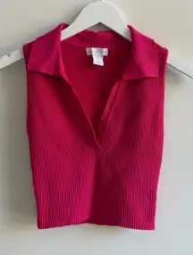 House of Harlow 1960 Fuchsia Ribbed Crop Top