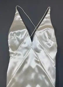 Manifu Sleek Satin Maxi Dress in Cream Size Small