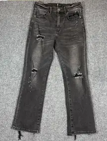 Risen Womens Jeans Size 5/27 BLACK STRAIGHT LEG Distressed JEANS- RDP1268