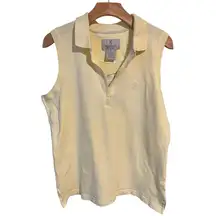 Browning Sleeveless Top Womens XL Yellow V Neck Button Collared Tank Shirt NWT