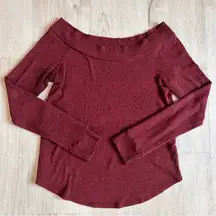 Everly Watch It Happen Wine Women’s Off The Shoulder Sweater