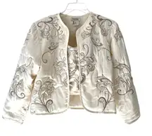 Natori Neiman Marcus Vintage Jacket Bustier Set Satin Embroidered Pearl Small