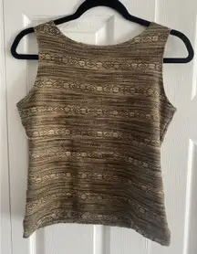 Y2K Hiatus Womens Large Brown Tapestry Sleeveless Blouse Top Textured‎ Boho