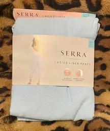 Serra Ladies Linen Pants in Light Blue