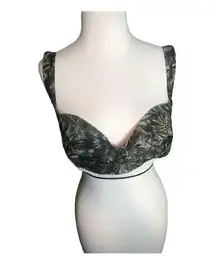 Green Hunting Camo With White Fringe Halter Tank Top Bra Size M