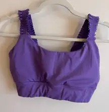 Womens Sincerely Jules Purple Ruffle/Ruched Strap Paded Sports Bra Size M EUC