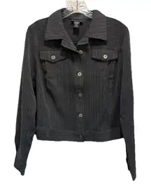 Rafaella Gray/Black‎ Jacket Pockets Long Sleeve Size 10 Button Up Collar