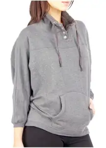 ALO Yoga Bamboo Dolman Shearling Snap Neck Curved Hem Sweatshirt medium