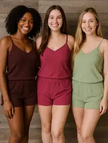 SHEIN Women's Pajama Set Brown Pink Green