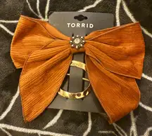 Torrid Fall Autumn Brown Bow Barrette & Gold Hammered Hair Pin Accessory Set