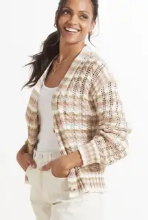 John + Jenn Julianna Stripe Cardigan Button Up Knit Sweater Size‎ Size Large