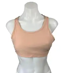 C&C California Peach Coral Lace Up Sleeveless Athletic Sports Bra Crop Top Sz L