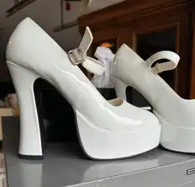 Ellie White Chunky Platform Heels