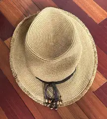 Tommy Bahama Paper Straw Sun Hat Brown Ties Caribbean Summer Beach Cruise Boho
