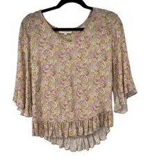 Cynthia Rowley Ditzy Floral Cottage core Viscose Blouse‎