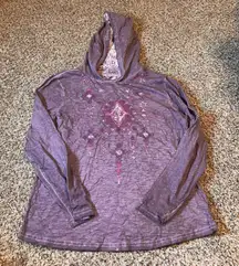Back In The Saddle Purple Burnout Hoodie‎ Long Sleeve Lace Women's