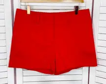 New York & Company Cherry Coral Red Cuff Hem Chino Suit Shorts 8
