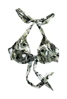 victorias secret swim bikini top green funky abstract floral print underwire 36C