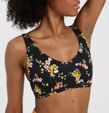 NWT  Offline Goals Plunge Floral Sports Bra Black Size Medium M NEW