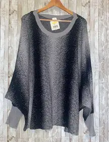 Women's Wonderly Long Dolman Sleeve Pullover Sweater Black Gray Plus Size 4X NWT