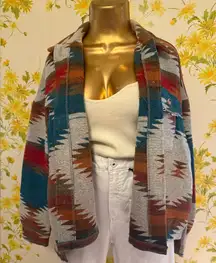 Aztec Print button up Loose Shacket size M