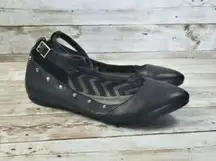 Fergalicious Flats Black Studded Ankle Tie Flats - Size 6