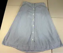 A‎ New Day Blue Striped Button Front A-Line Midi Skirt - Size S