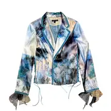 VTG. Y2K BOHO CHIC CORSET FAIRY LACE UP VELVET LINED BLAZER‎ JACKET SZ. 8 MEDIUM