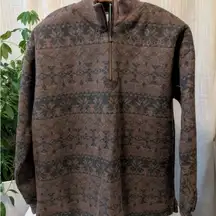 Vintage LL Bean Womens Size M Wool Alpaca Fair Isle 1/4 Zip Fleece Pullover Top