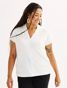 Nine West Plus Size 2X Cream Top Blouse V-Neck Women Modern Cut Dolman NWT