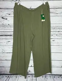 Halara NWT Size 3X Loden Green High Waisted Pull On Wide Leg Pants w/ Pockets