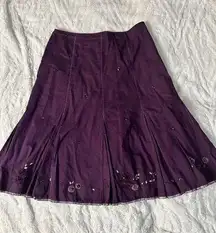 Intuitions Midi Skirt Size 8 Plum Purple Sequin Boho A-Line Soft Comfy Indie