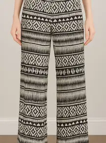 BCX Black & White Aztec Print Wide-Leg Pants