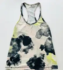 Lululemon Cotton Racerback Tank Top Size 12 Citron Tinted Watercolor *OG Lulu*