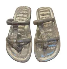 Free People Hadden Sandal Silver Metallic Suede Upper Size 8 Summer Resort‎