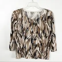 J. JILL Linen Blend Multicolored Buttoned Cardigan, Size XS