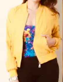 Outer Edge Mudd Yellow Bomber Jacket size medium women