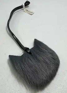 NWT  grey Shearing  black leater Cat Ear Charm Bag Tag Accessory OLD STOCK