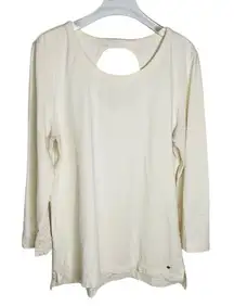 Kate Spade NY Open Back Bow White Cream 3/4 Sleeve Blouse Top Size Large L‎