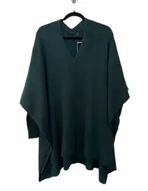 RDI Womens V Neck Poncho Sweater Pullover Long Sleeves Deep Spruce S Small