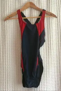 EUC Sporti splice red & navy racerback swimsuit