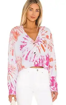 Revolve Line & Dot Scarlet Tie Dye Cardigan in White & Pink Multi Women’s Medium