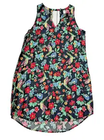 Old Navy Sun Dress L 12 14 Tropical Floral Bird Print Beach Sleeveless Coverup