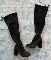 Unisa Black Jaydi Over the Knee Heeled Faux Suede Boots Size 8W