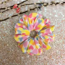 JUMBO Scrunchie Yellow And Hearts Oversized Scrunchie Xxl Scrunchie