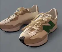 New Balance Cream and Green Sneakers