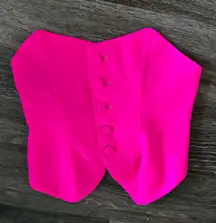 Hot Pink Button Up Strapless Top
