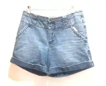 North crest cuffed blue jean shorts s10